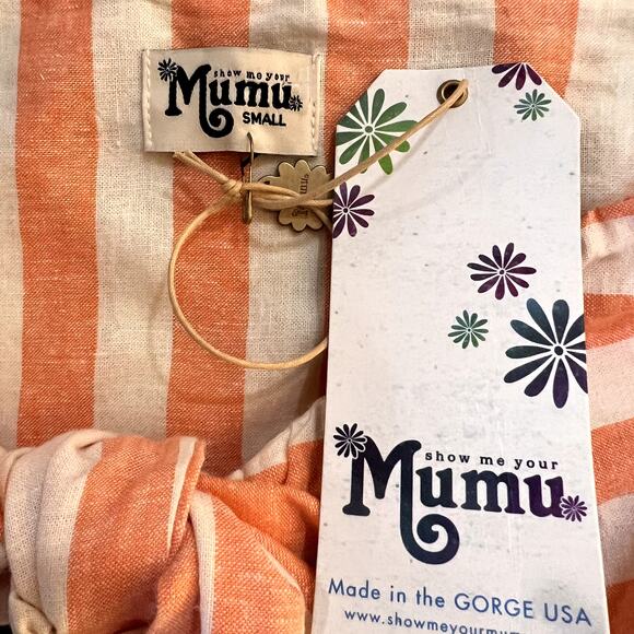 SHOW ME YOUR MUMU Kenny Scarf Top & Hadley Short Set Dreamsicle Stripes Size S - Picture 11 of 16